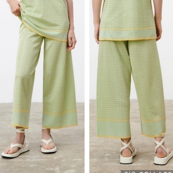 ZARA DIAMOND JACQUARD KNIT PANTS SIZE M - Picture 16 of 16